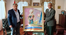 Kazak ressamdan depremzedelere tablo