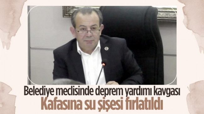 AK Partili meclis üyesi Hacer Çınar, Bolu Belediye Başkanı Tanju Özcan’a su şişesi fırlattı