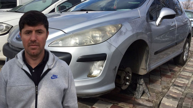 Lastiklerinin çalındığını otomobili hareket ettiremeyince fark etti – Son Dakika Türkiye Haberleri