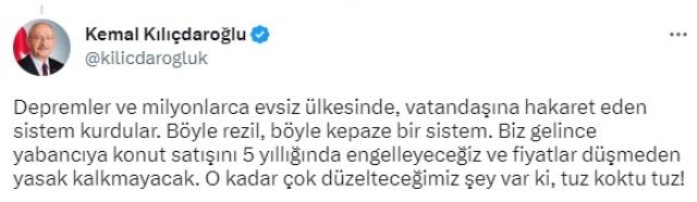 Kılıçdaroğlu: Depremler ve Milyonlarca Evsiz Ülkesinde, Vatandaşına Hakaret Eden Sistem Kurdular.