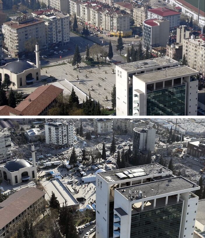 Kahramanmaraş’ta deprem öncesi ve sonrası fotoğraflar