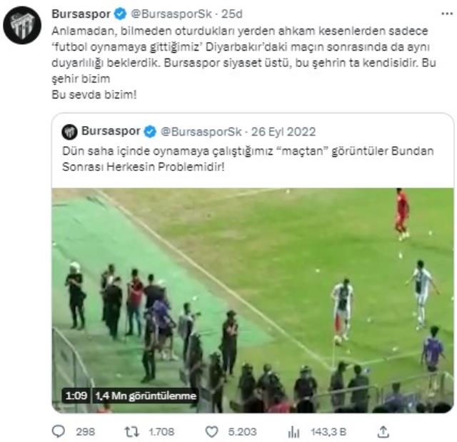 Olaylı Amedspor maçından sonra Bursaspor'dan videolu cevap! Diyarbakır'da yaşananları hatırlattılar