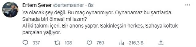 Ertem Şener, Bursaspor-Amedspor maçındaki olaylara 'Olacak iş değil' diyerek tepki gösterdi